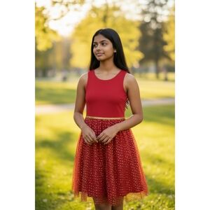 Lilt Red and Gold Glittery Party Dress